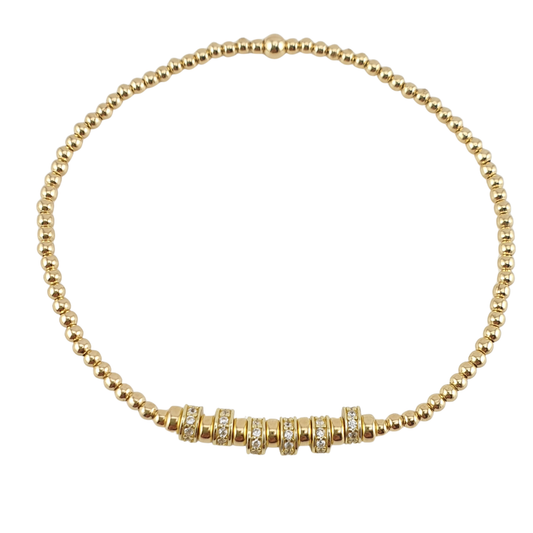 Pulsera 6 aros cz bolitas GF