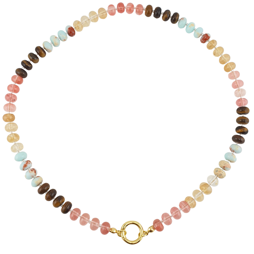 Collar jaspe aqua terra quarzo cherry ojo tigre citrino