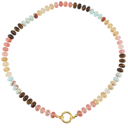 Collar jaspe aqua terra quarzo cherry ojo tigre citrino