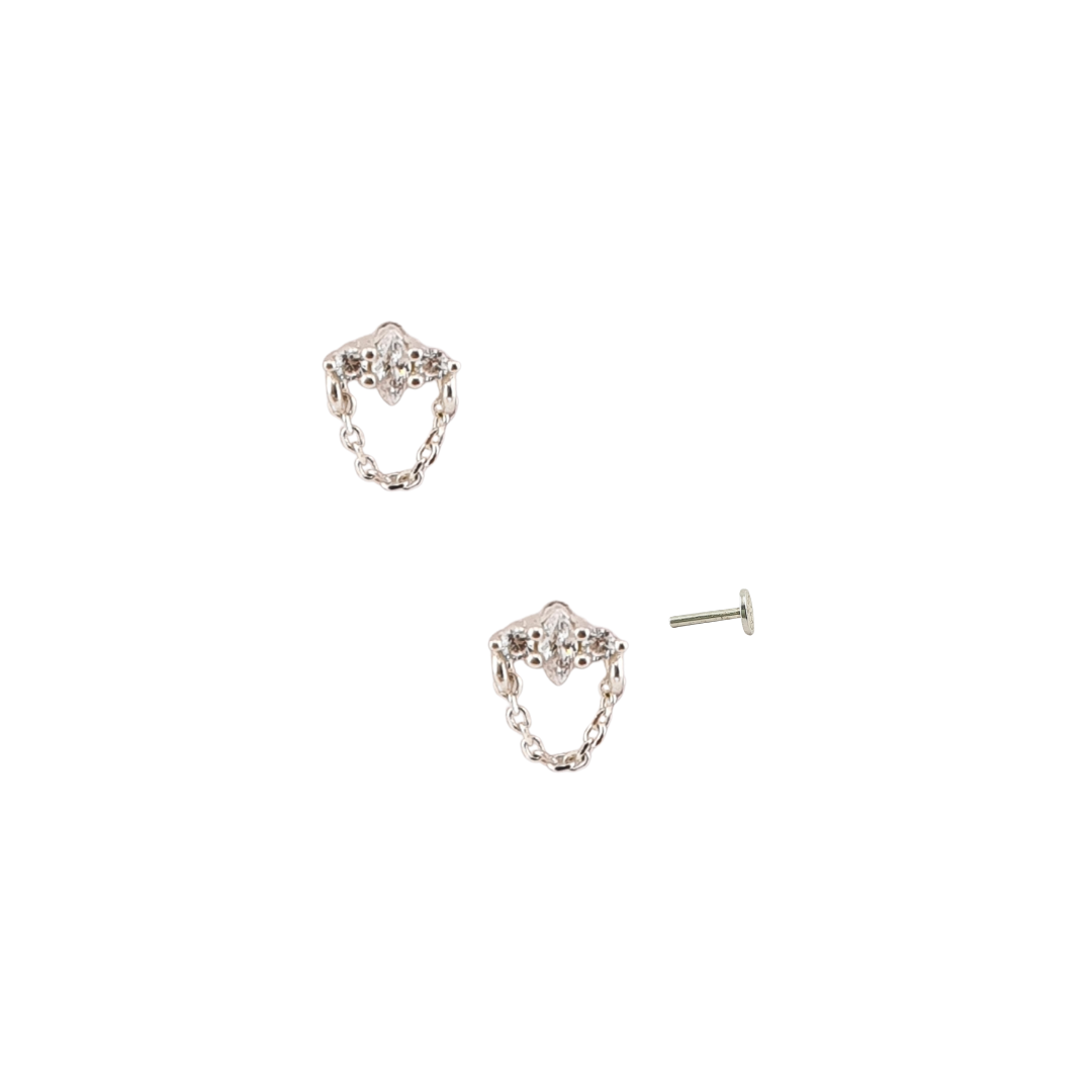 Arete flor cadena en U