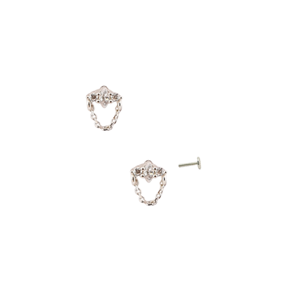 Arete flor cadena en U