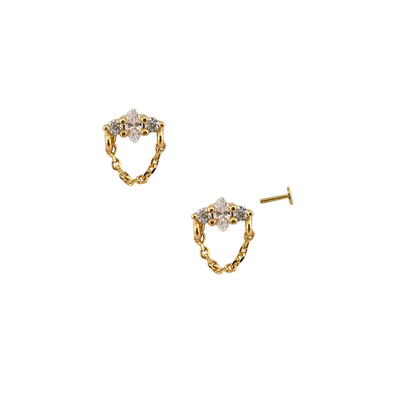 Arete flor cadena en U
