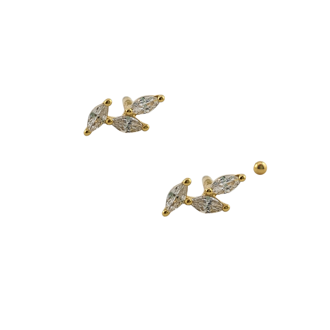 Arete 3 hojas ramita