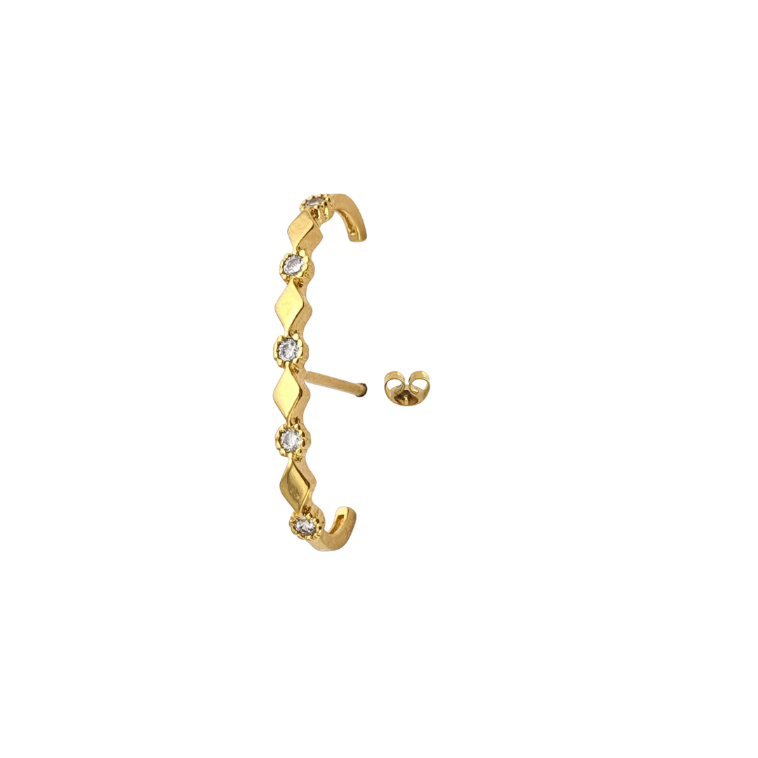 Arete tipo cuff burbuja rombo