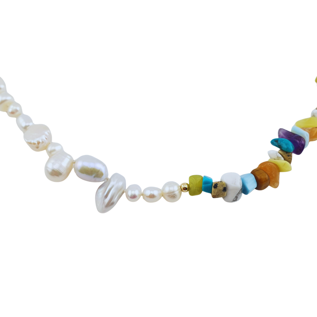 Collar perlas y piedras