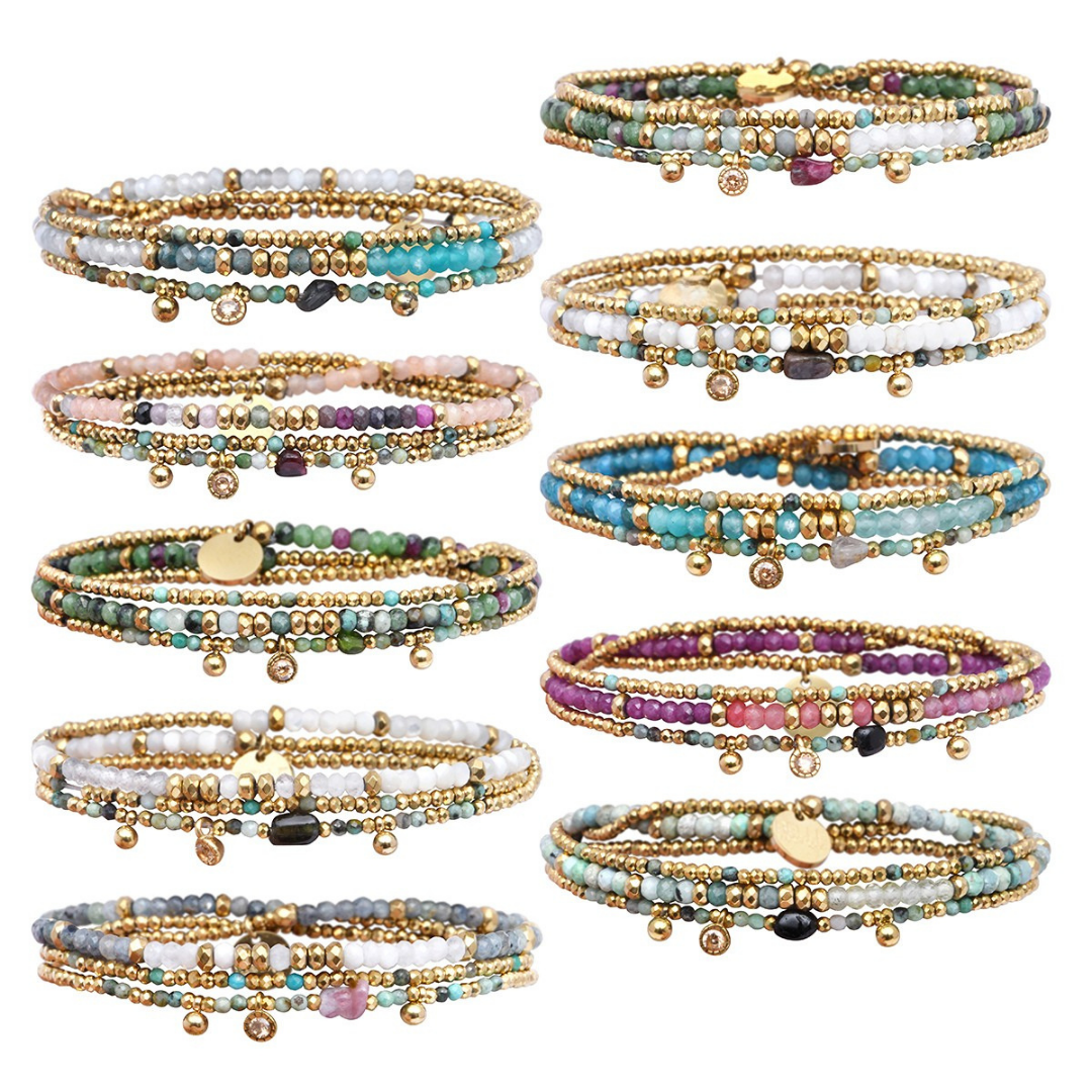 Pulsera 3 vueltas mix piedras naturales