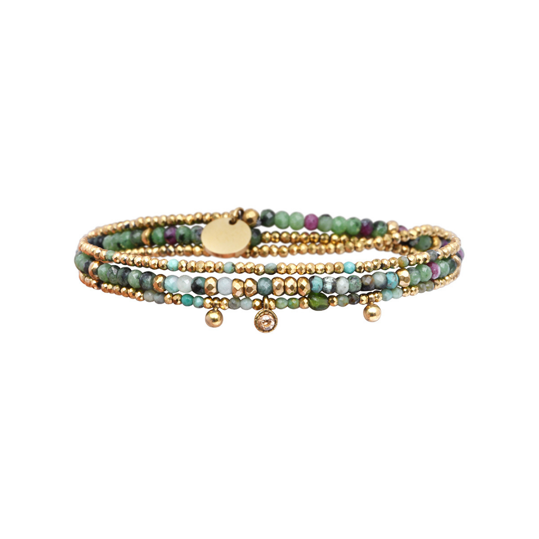 Pulsera 3 vueltas mix piedras naturales