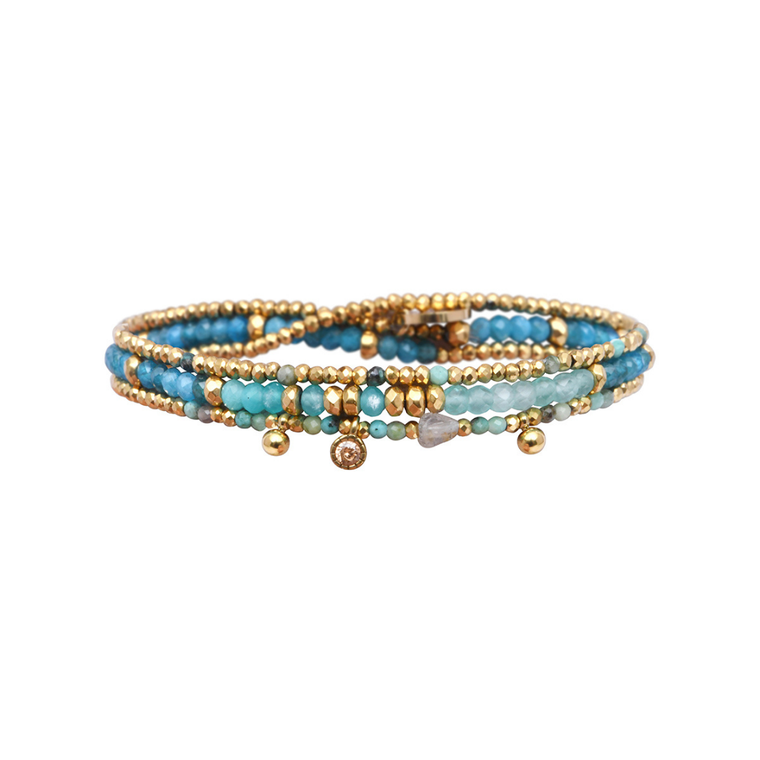 Pulsera 3 vueltas mix piedras naturales