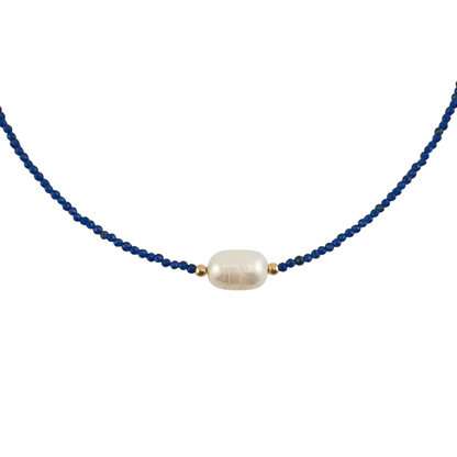 Collar shapire azul microsa perla barroca