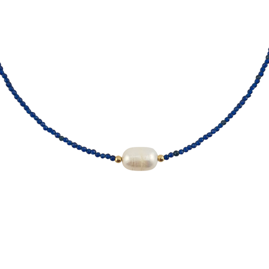 Collar shapire azul microsa perla barroca