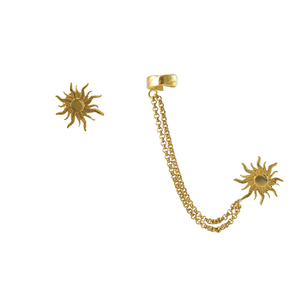 Cuff y arete sol cadena