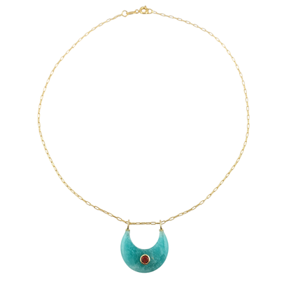 Cadena luna aquamarina circonias ambar link mini