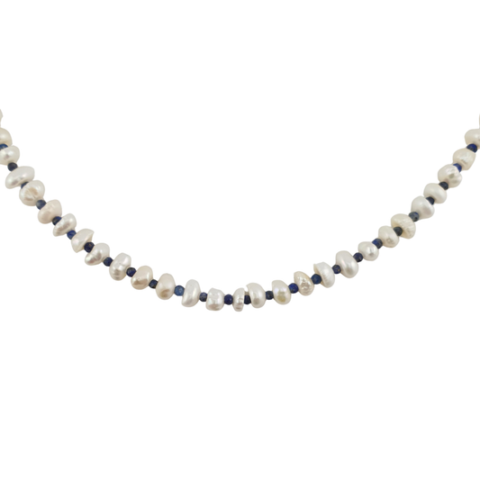 Collar perlas barrocas y sodalita