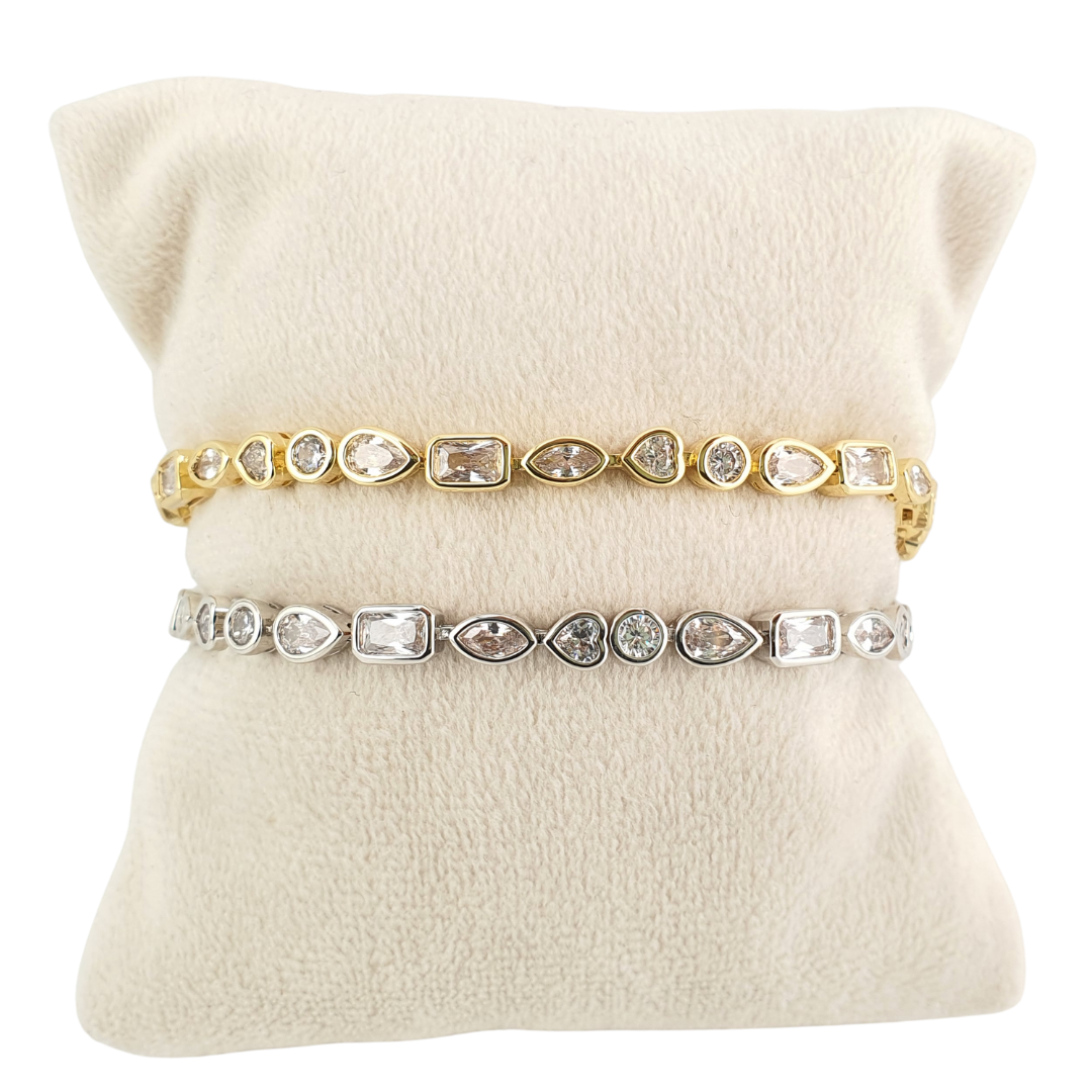 Pulsera brazalete formas enmarcando circonias