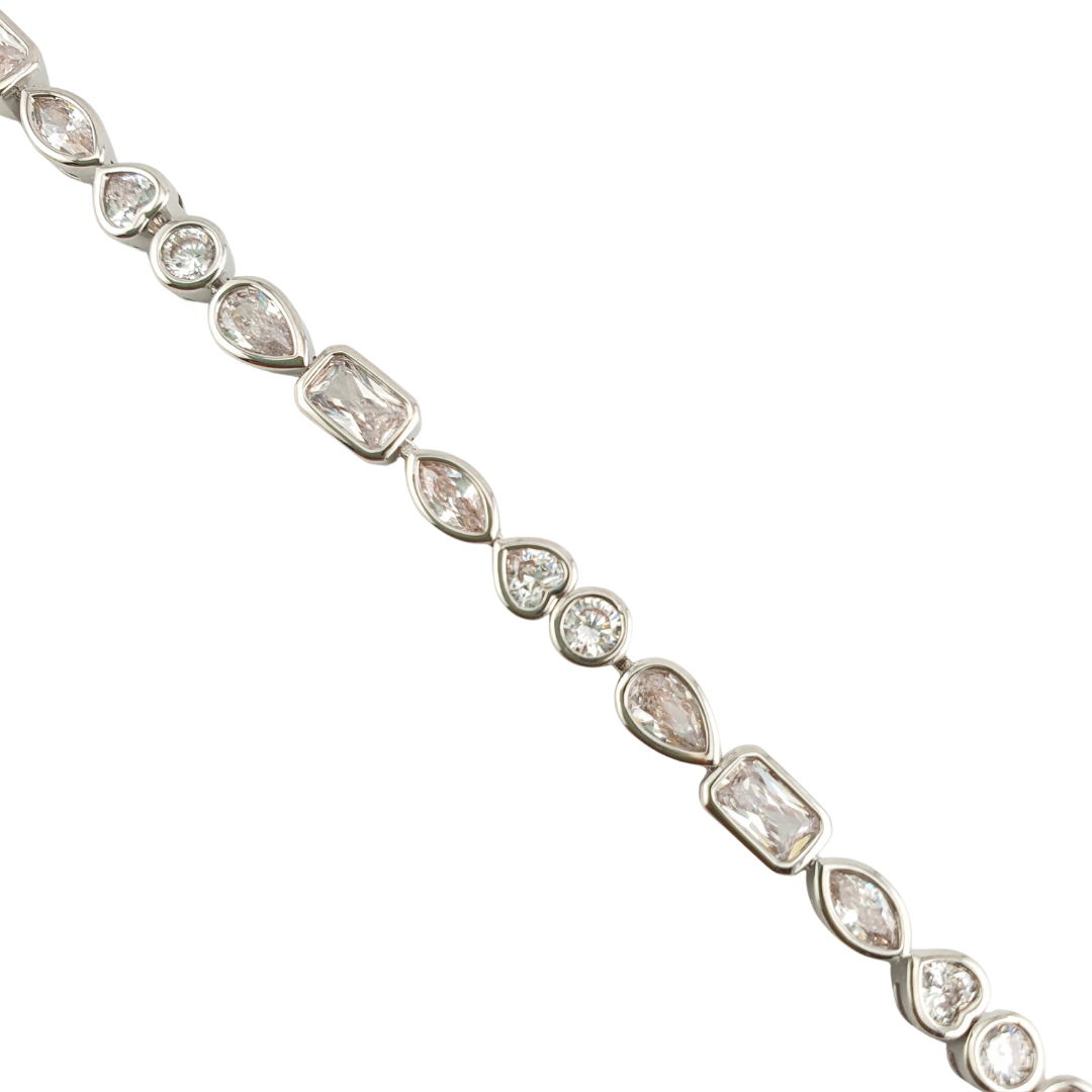 Pulsera brazalete formas enmarcando circonias