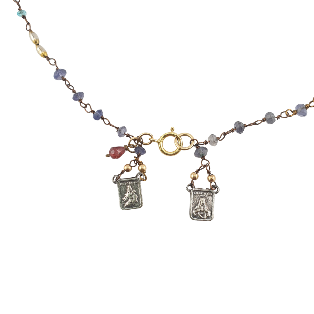 Pulsera escapulario iolita y apatita