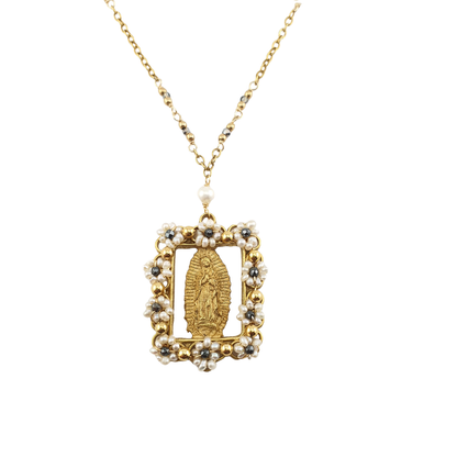 Cadena medalla Guadalupe y bordado