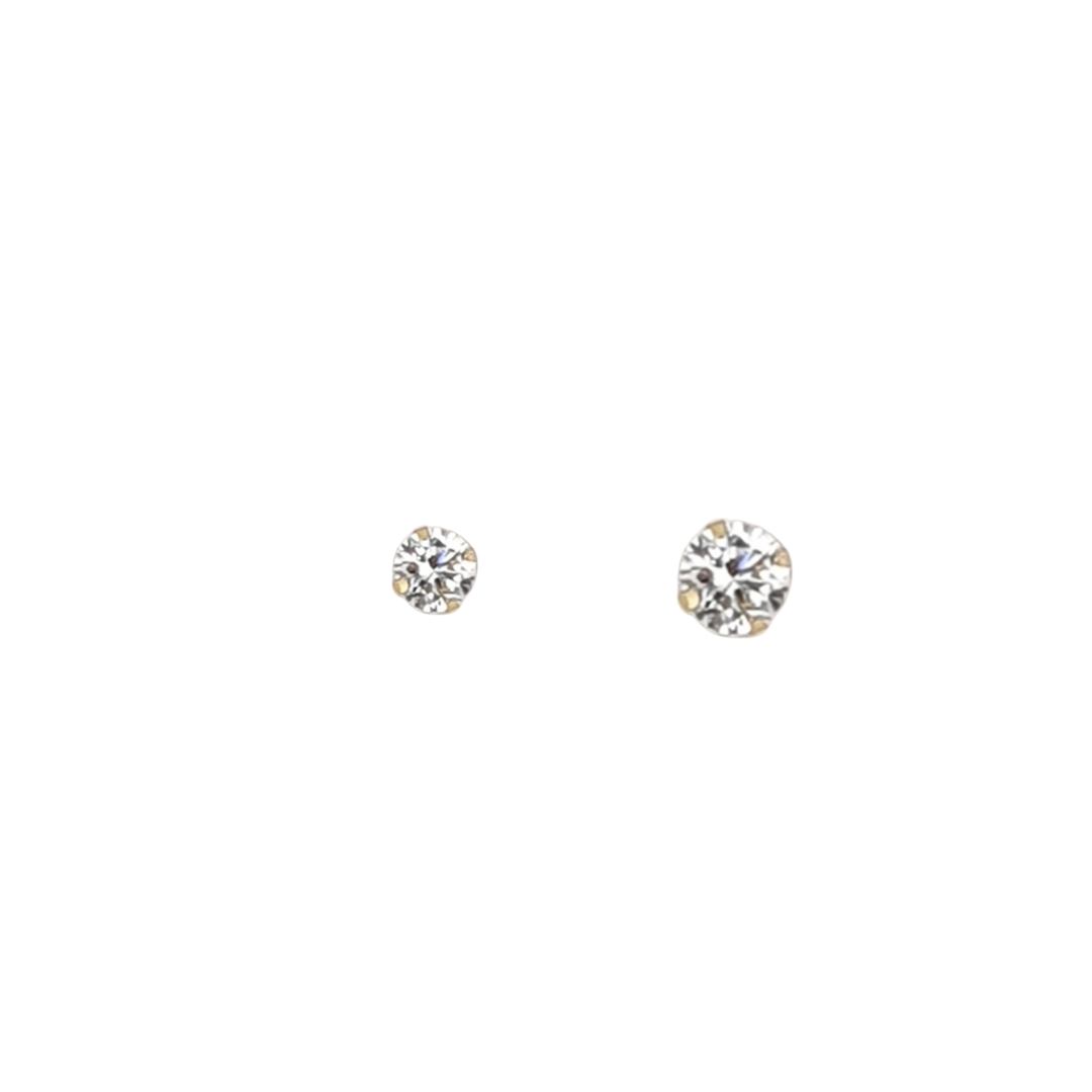 Arete solitario CZ 2 mm oro