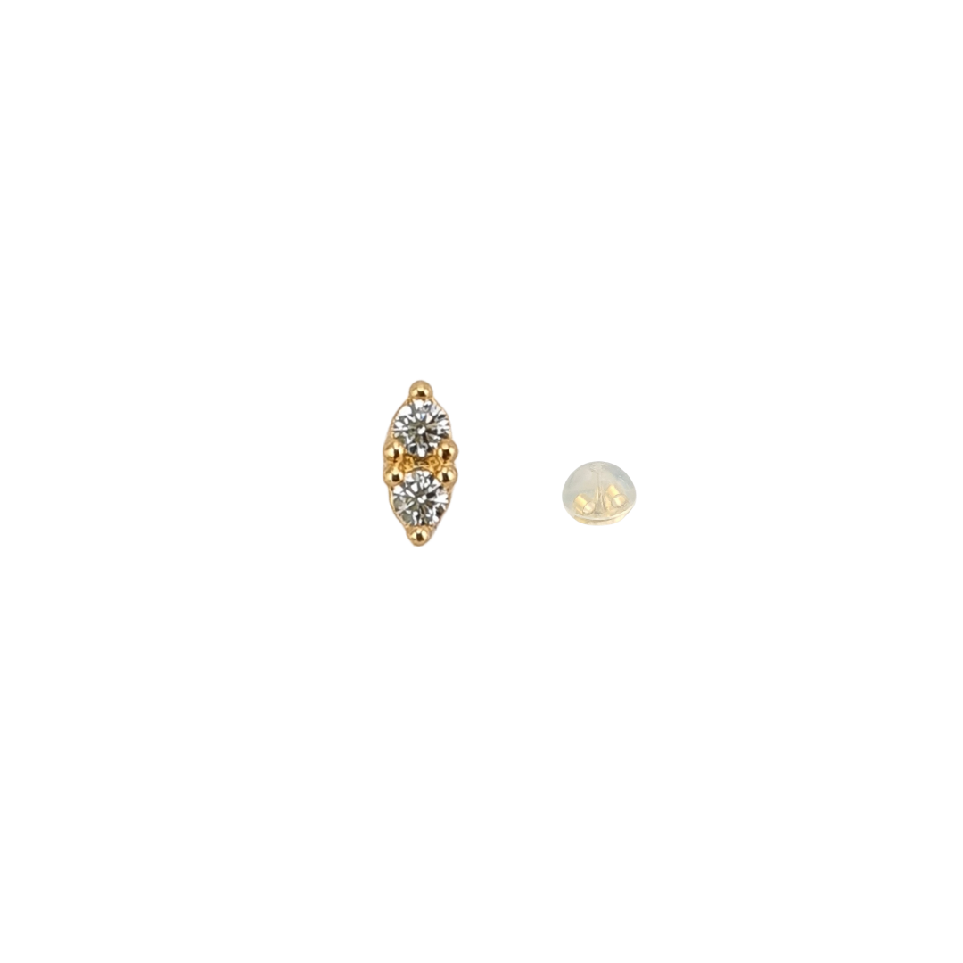 Arete 2 puntos oval oro