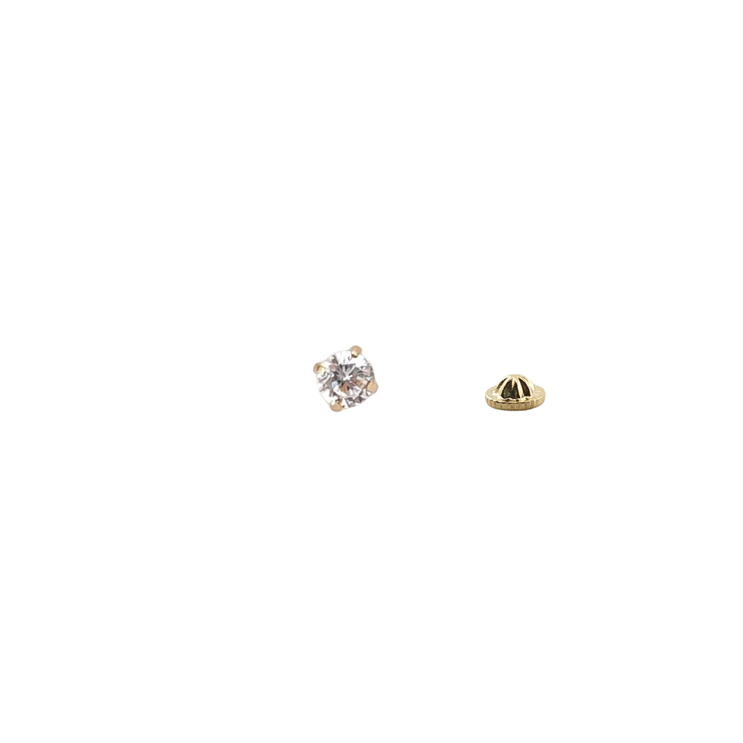 Arete solitario 3mm CZ oro