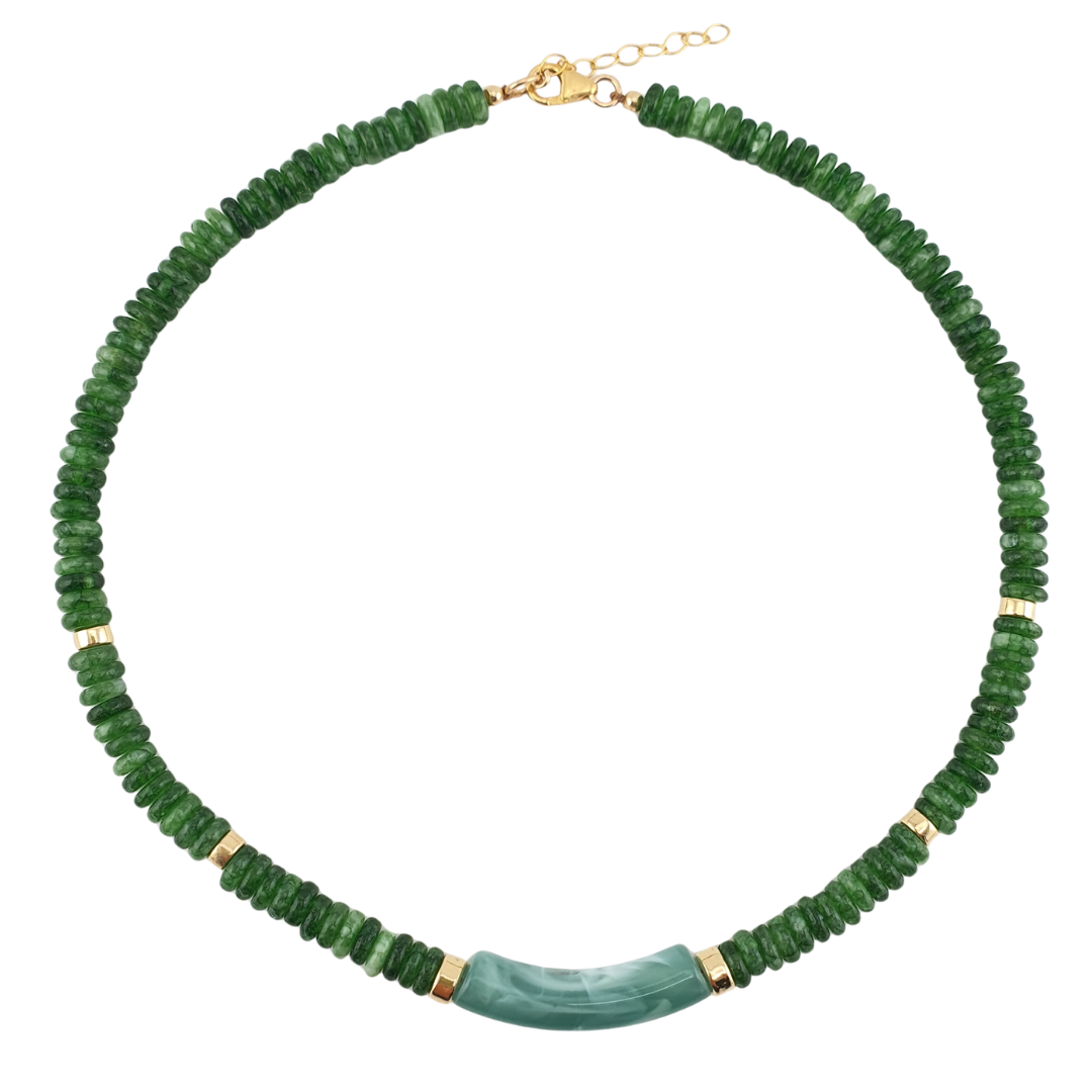 Collar Pukka aventurina con arco resina tipo calcita