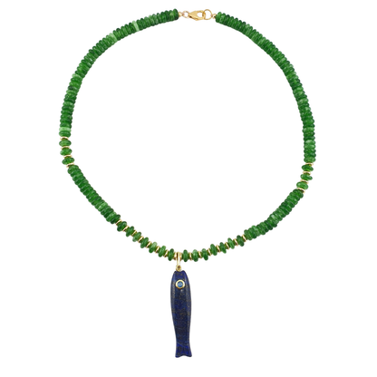 Cadena pez enamel azul royal centro turqueza o verde