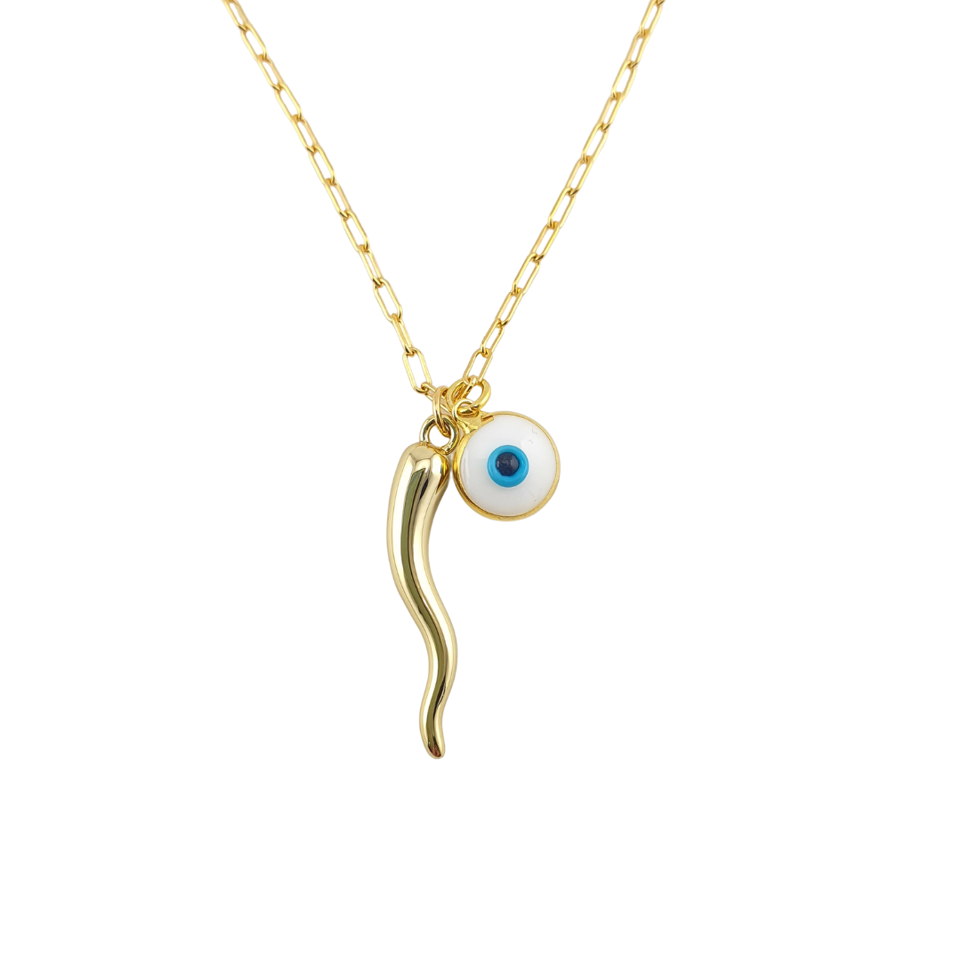 Cadena cuerno abundancia y ojo murano