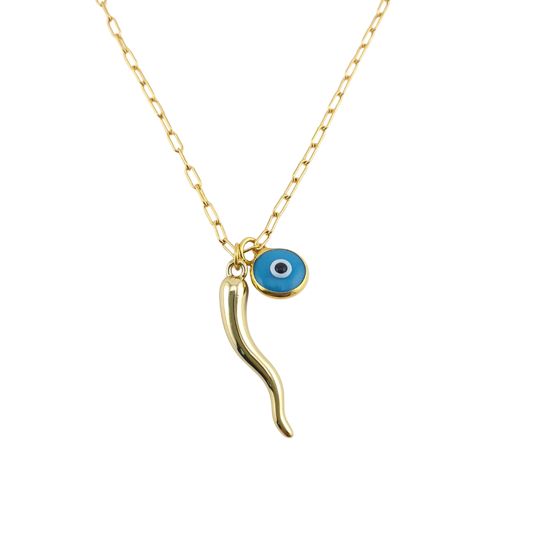 Cadena cuerno abundancia y ojo murano