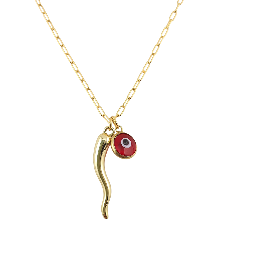 Cadena cuerno abundancia y ojo murano