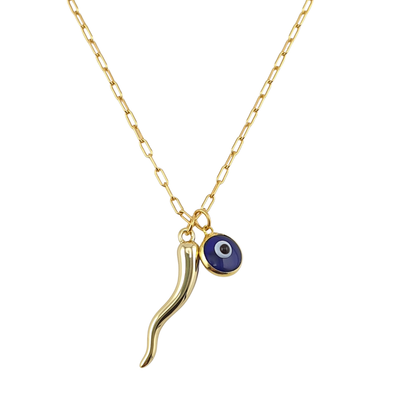 Cadena cuerno abundancia y ojo murano