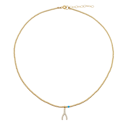 Collar huesito suerte turquesa bolitas