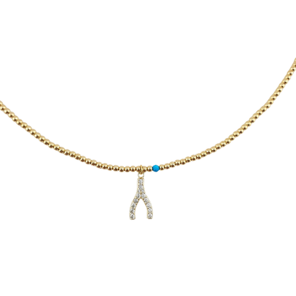 Collar huesito suerte turquesa bolitas