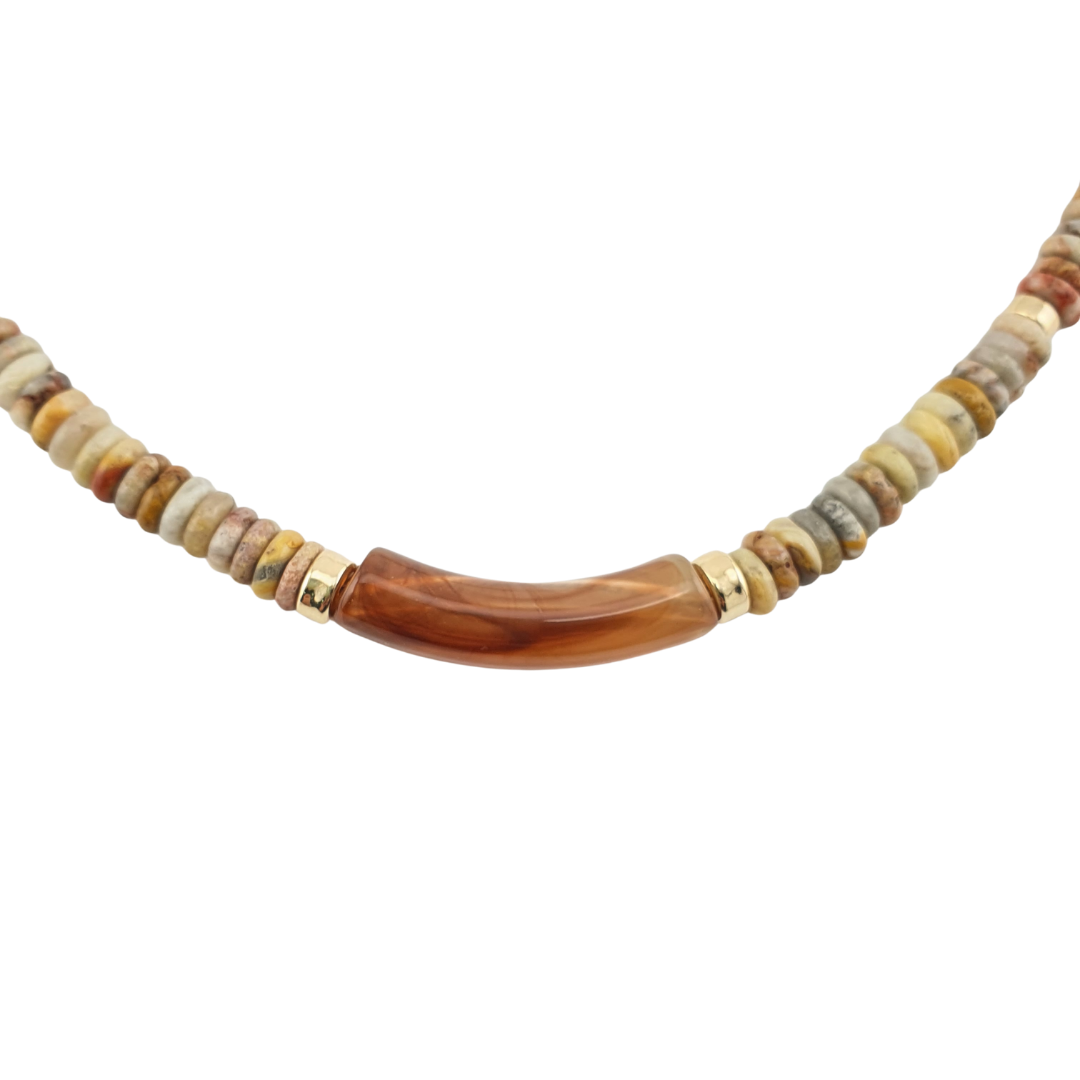 Collar Pukka aventurina con arco resina tipo calcita