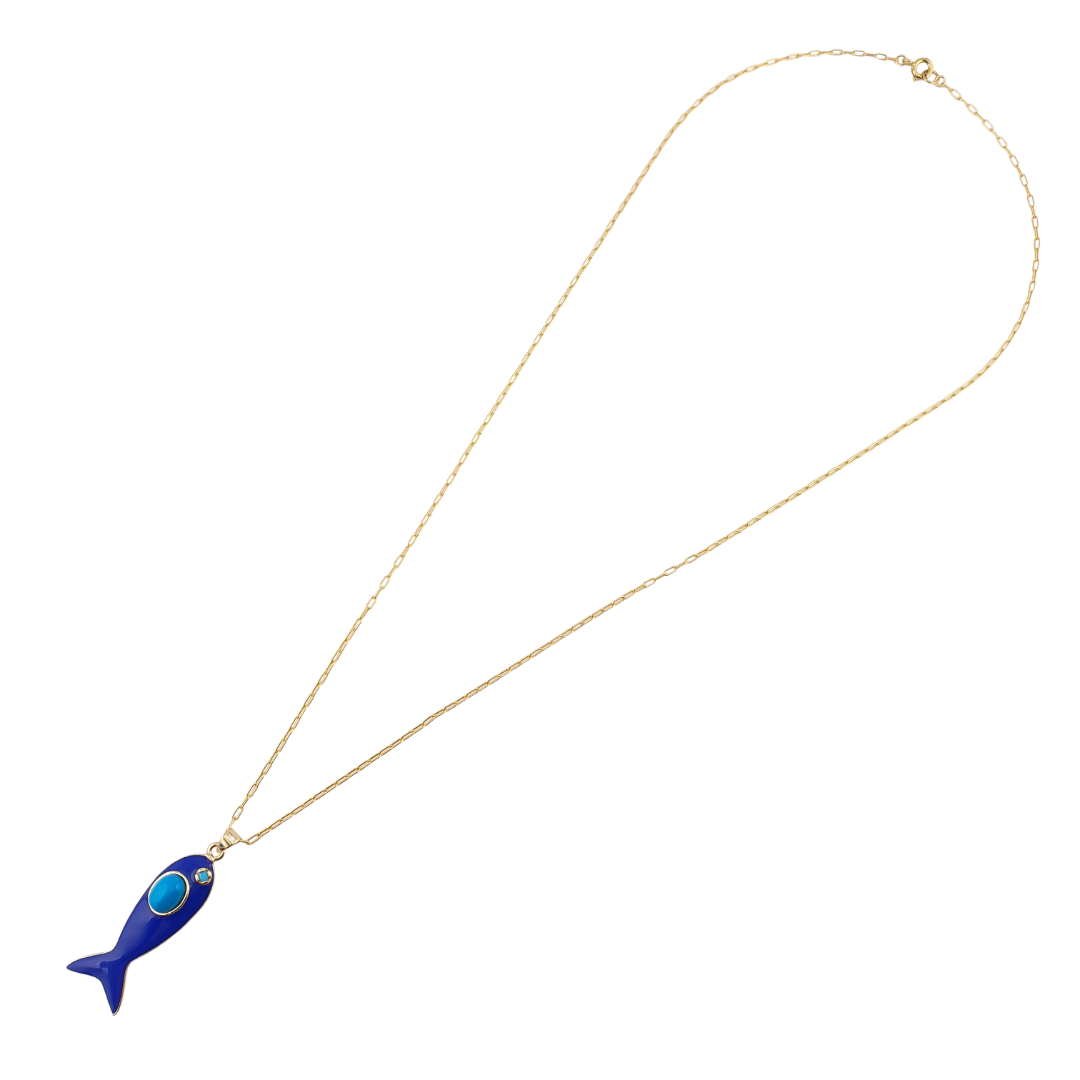 Cadena pez enamel con centro de tono