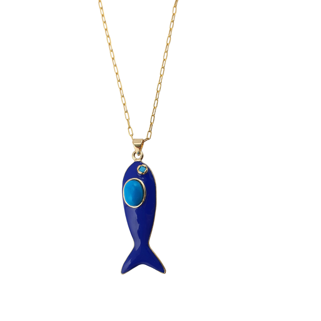 Cadena pez enamel con centro de tono