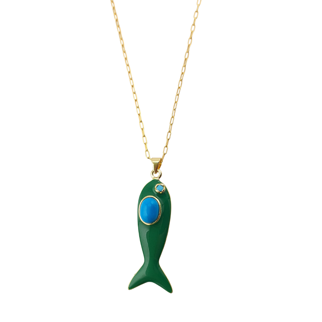 Cadena pez enamel con centro de tono