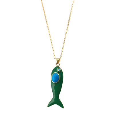 Cadena pez enamel con centro de tono