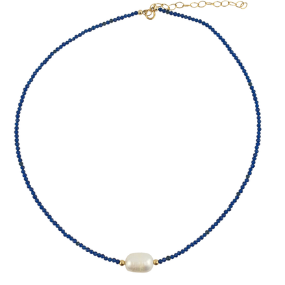 Collar shapire azul microsa perla barroca