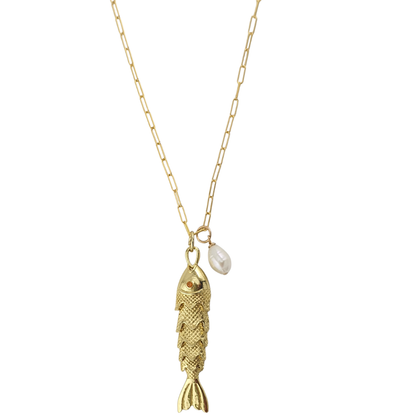 Cadena  pez  movible  perla  link  fino