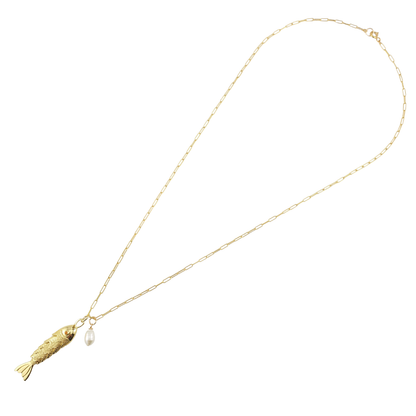 Cadena  pez  movible  perla  link  fino