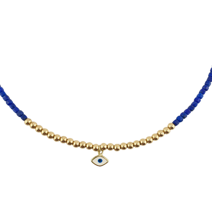Collar lapislazuli bimetal ojo