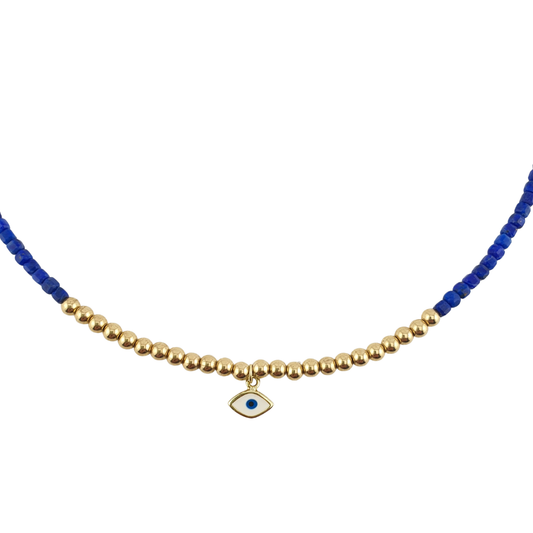 Collar lapislazuli bimetal ojo