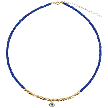 Collar lapislazuli bimetal ojo