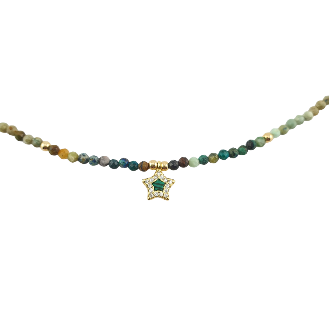 Collar Amazonita estrella verde circonias