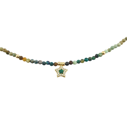 Collar Amazonita estrella verde circonias