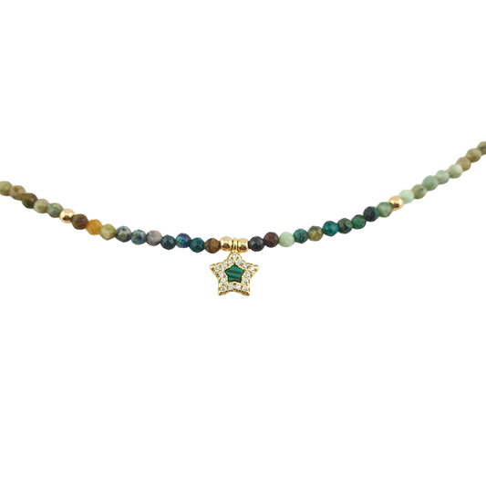 Collar Amazonita estrella verde circonias