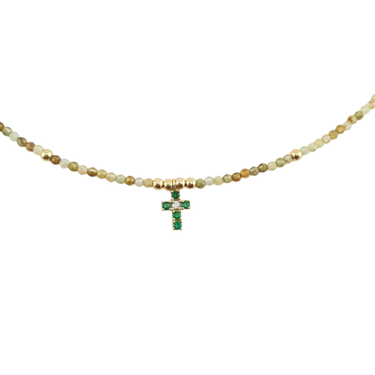 Collar cat eye cruz verde