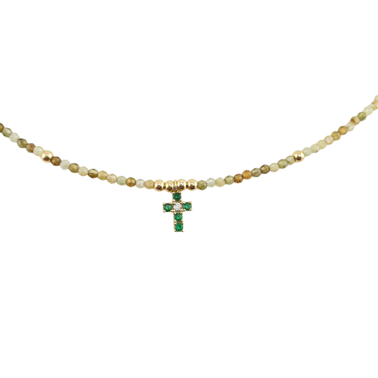 Collar cat eye cruz verde
