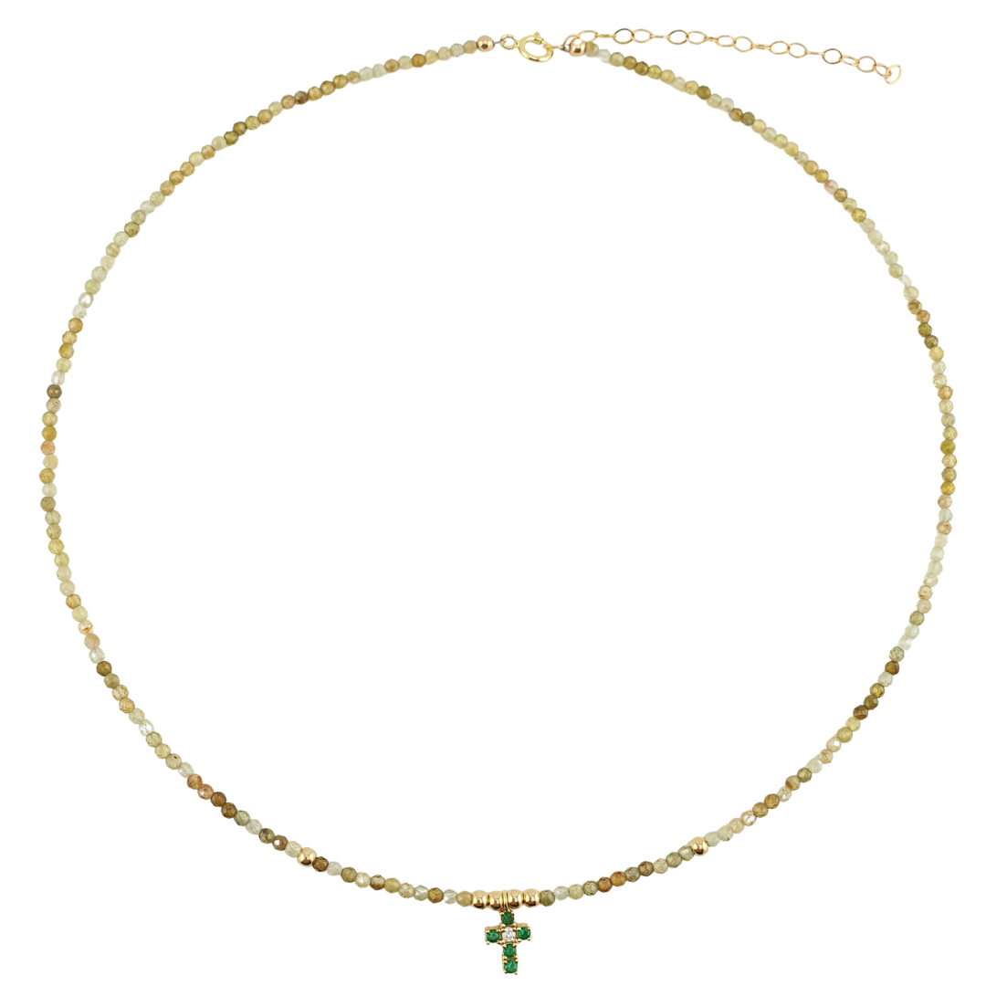 Collar cat eye cruz verde