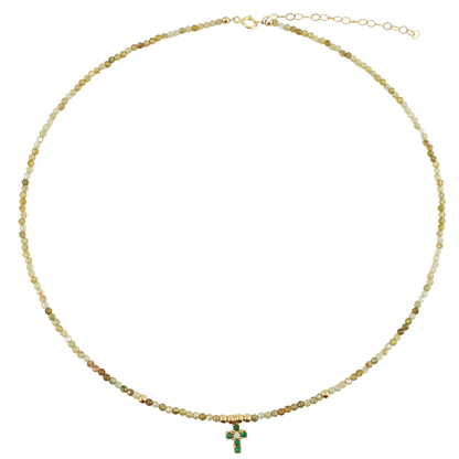 Collar cat eye cruz verde